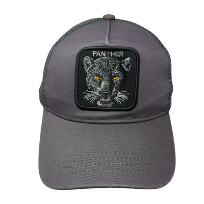 Panther Patch Snapback Trucker Hat Gray One Size Mesh Back Adjustable