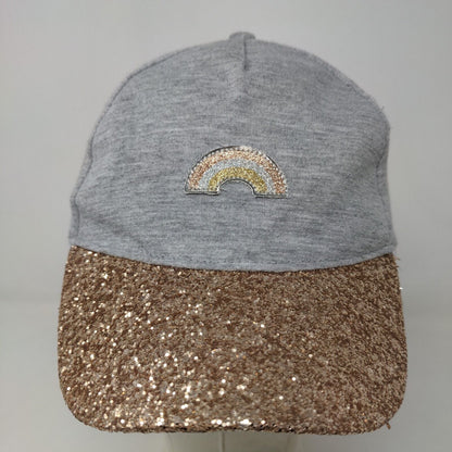 Justice Girl's Strapback Hat Gray Multi Size OS Sparkly Embroidered Rainbow Logo