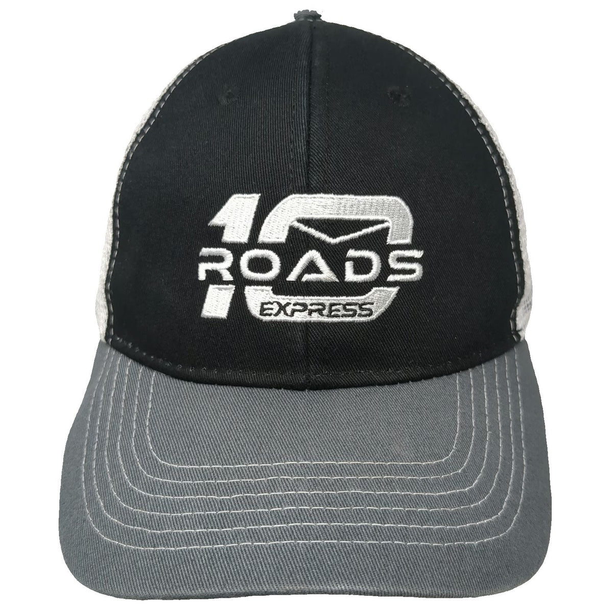 10 Roads Express Trucker Hat Black Gray One Size Mesh Snapback Structured Hat