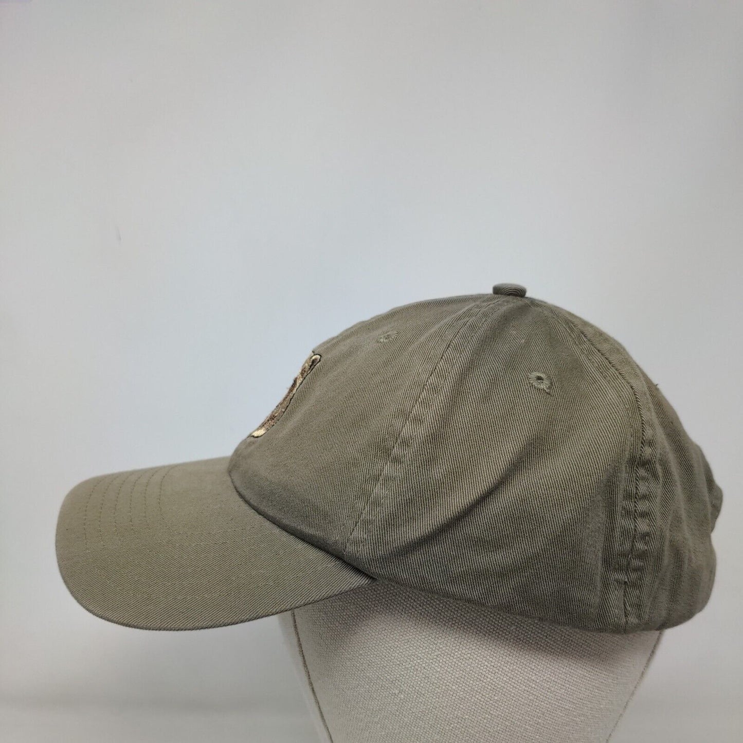 Grizzly Bear Face Strapback Hat Green One Size Embroidered 6 Panel