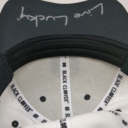Black Clover Baseball Cap White M Topgolf Live Lucky Clover Fitted Logo Hat