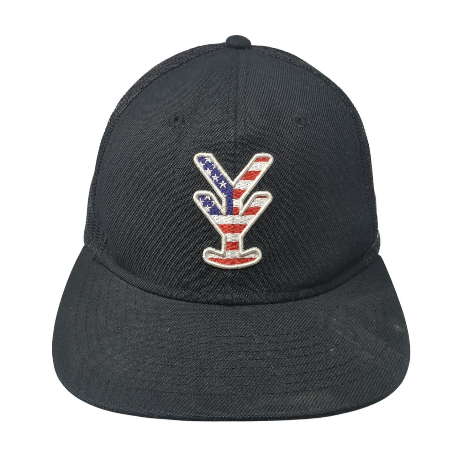 Yee Yee Logo USA Flag Snapback Trucker Hat Black One Size Mesh Back