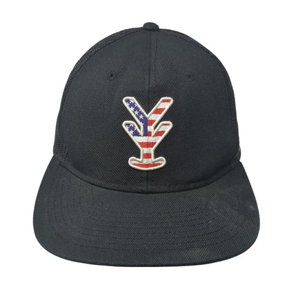 Yee Yee Logo USA Flag Snapback Trucker Hat Black One Size Mesh Back