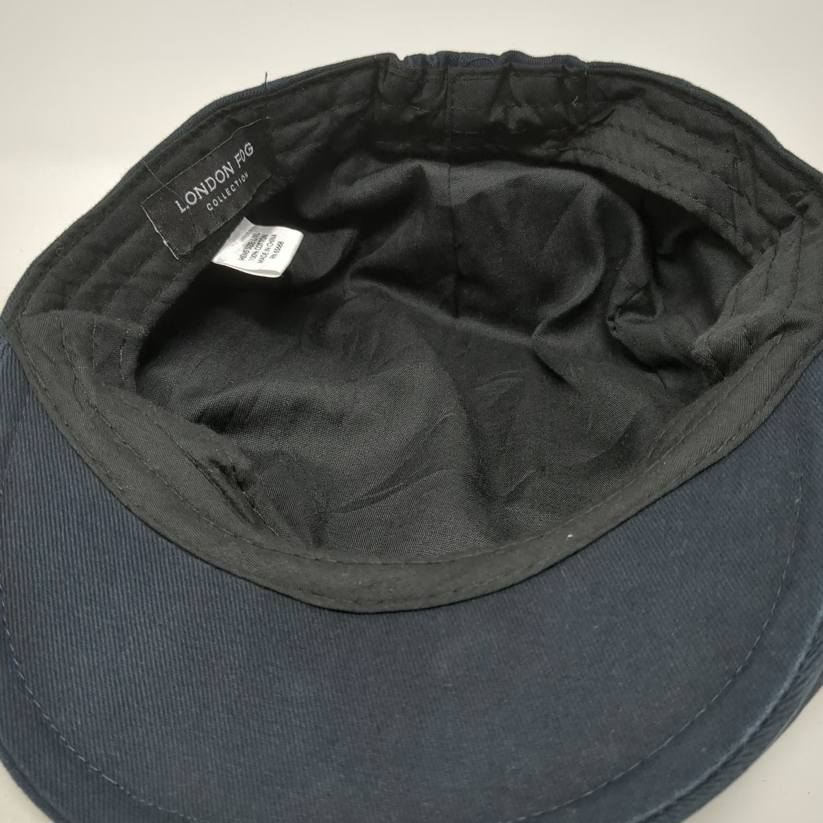 London Fog Newsboy Cap Blue XL 100% Cotton Elastic Back Twill Casual Solid Hat