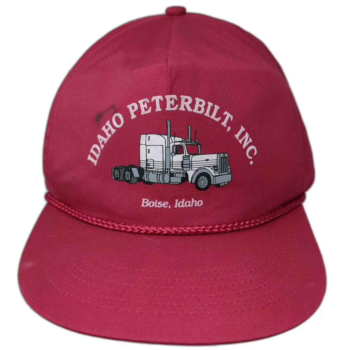Peterbilt Pink One Size 5 Panel Hat Idaho Boise Semi Truck Rope Snapback Graphic