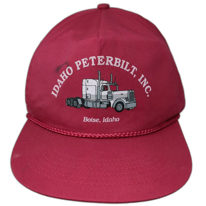 Peterbilt Pink One Size 5 Panel Hat Idaho Boise Semi Truck Rope Snapback Graphic