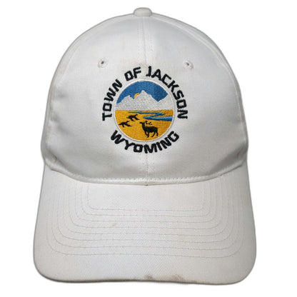 KC Baseball Cap White One Size Jackson Wyoming Elk Mountain Strapback Hat Logo