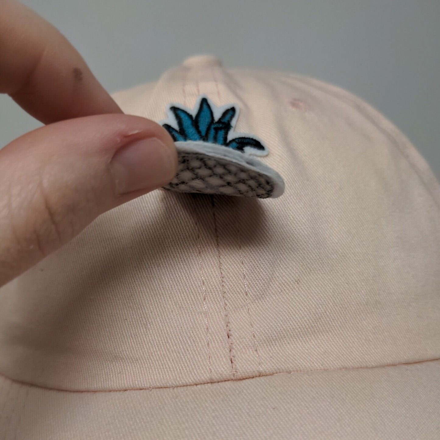 Unbranded Men's Slideback Hat Pink Embroidered Pineapple 100% Cotton