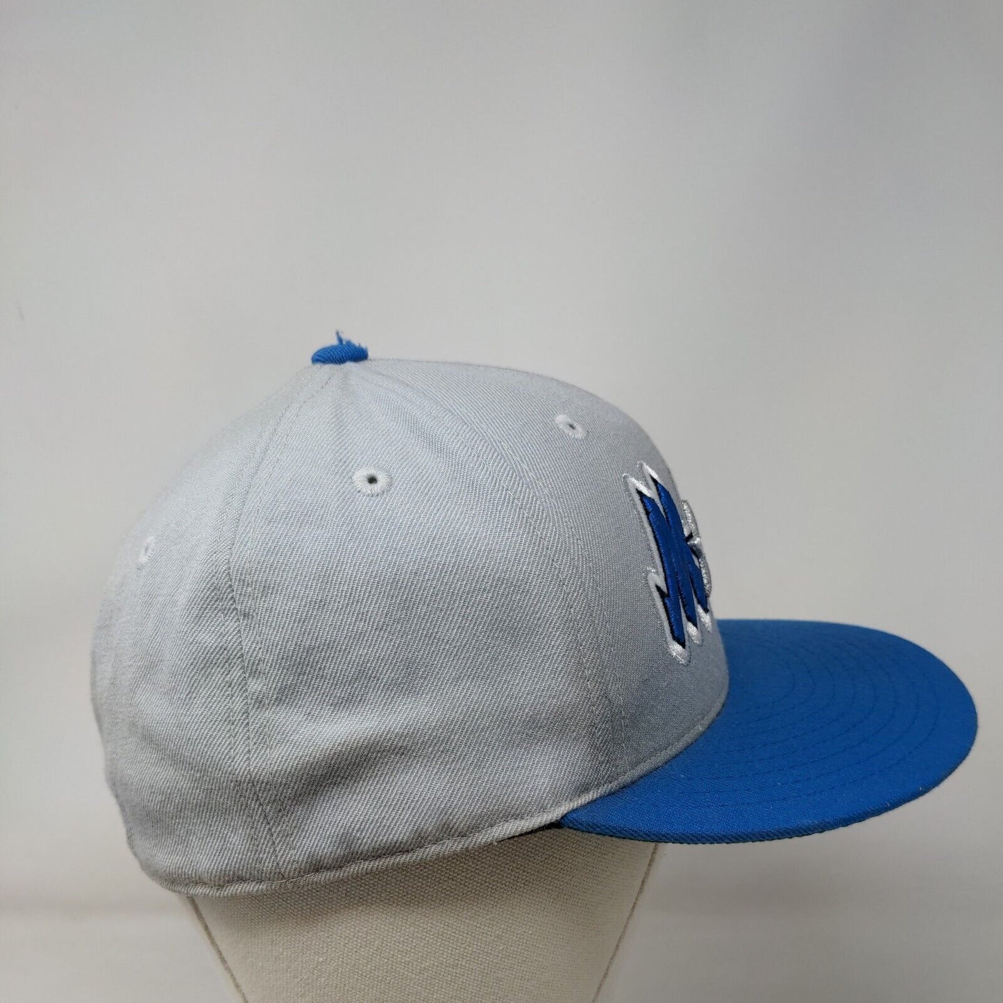 Orlando Magic Fitted Hat Gray Blue 7 1/4 Embroidered Logo NBA Mitchell & Ness