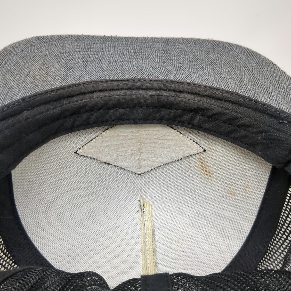 RVCA Trucker Hat Gray One Size Herringbone Diamond Logo Patch Snapback Mesh