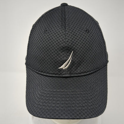 Nautica Logo Strapback Hat Black One Size Solid Adjustable Embroidered