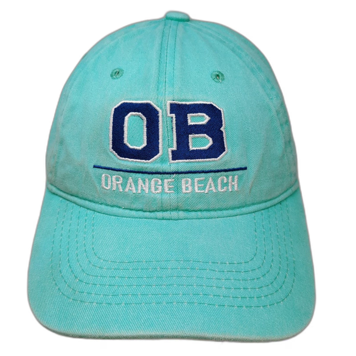 Riverbed Threads Baseball Cap Blue One Size Orange Beach OB Strapback Hat Cotton