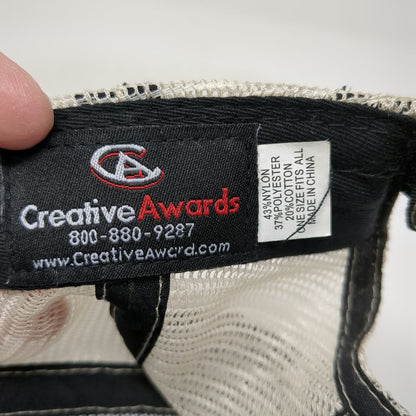 Creative Awards Baseball Cap Black OSFM Mesh Back Z Tags Embroidered Logo Hat