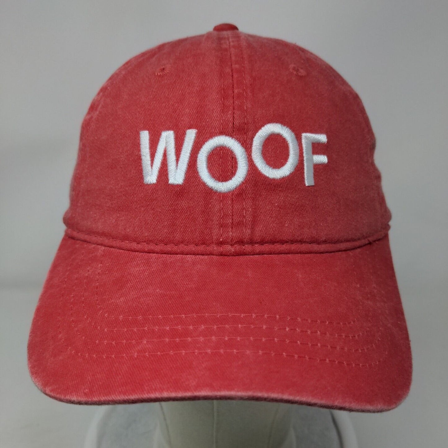 WOOF VCA Slideback Hat Red OSFM Embroidered Adjustable 6 Panel Cotton Otto