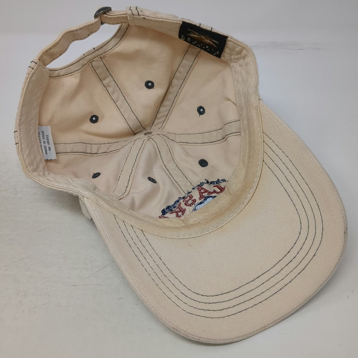 Mountain Baseball Cap Beige OSFM Alaska Bear Last Frontier Slideback Hat Blue