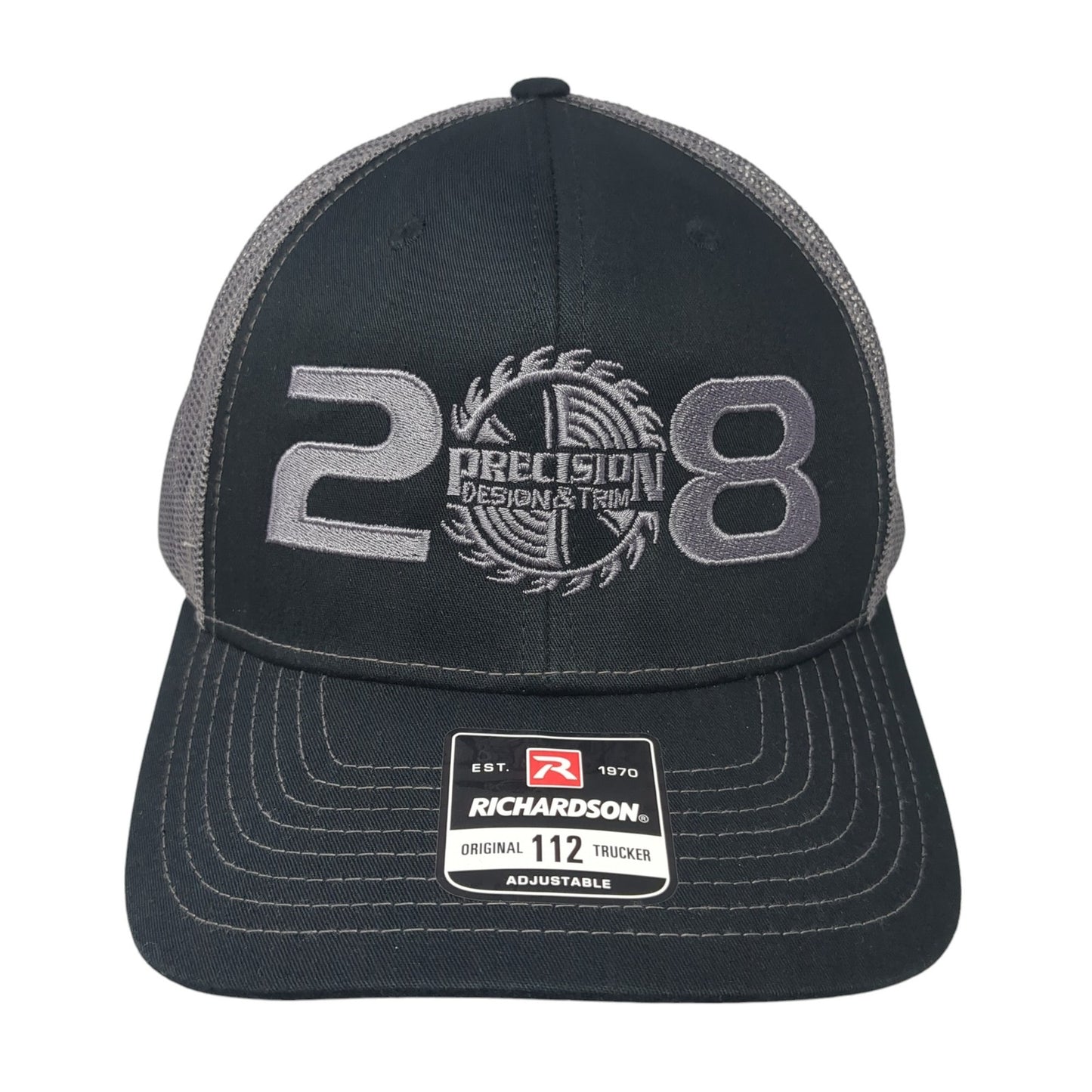 208 Precision Design & Trim Snapback Trucker Hat Black OS Adjustable Richardson