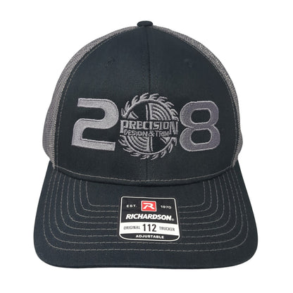 208 Precision Design & Trim Snapback Trucker Hat Black OS Adjustable Richardson