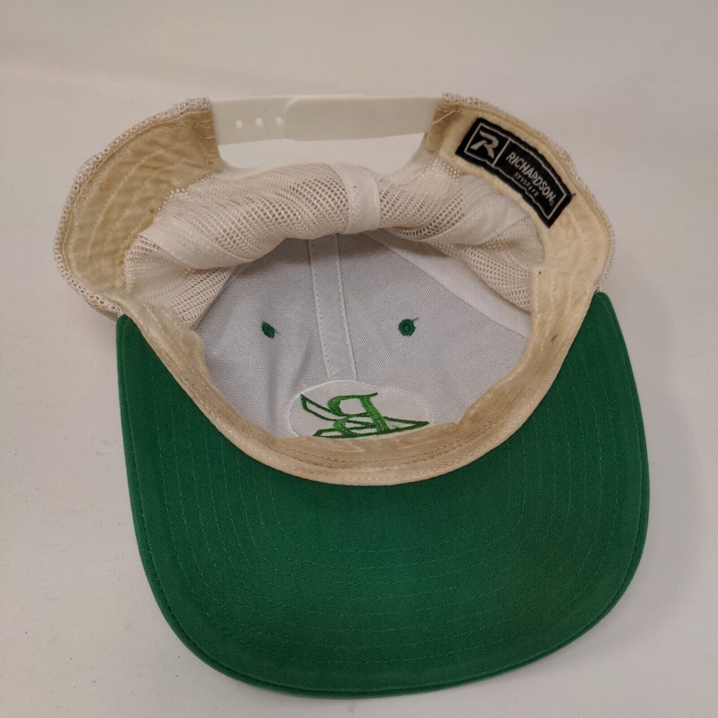 Richardson Snapback Mesh Back Trucker Hat Green One Size Embroidered Logo