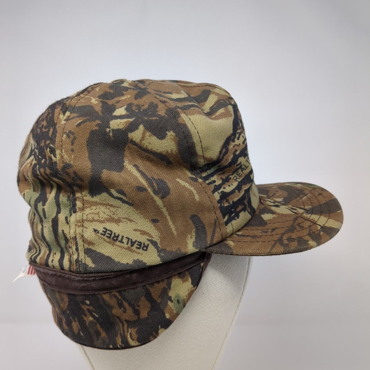 Vintage Cabela's Trapper Hat Camo Brown Green Madein USA Ear Flaps