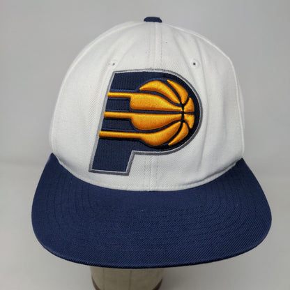 Mitchell & Ness Men's Snapback Hat White Blue Indiana Pacers Logo Wool Blend