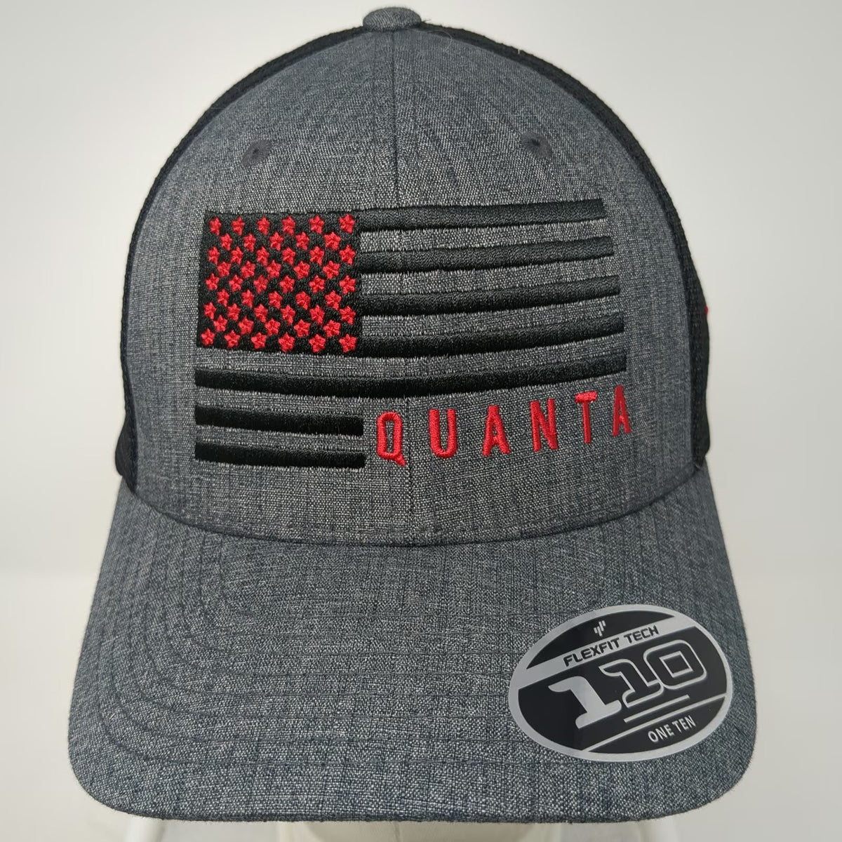 Yupoong Trucker Hat Gray Black Red One Size Mesh Snapback Flexfit 110 Quanta