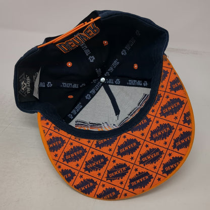 Top Level 5 Panel Blue Orange Denver One Size 3D Puff Embroidery Flat Brim Hat