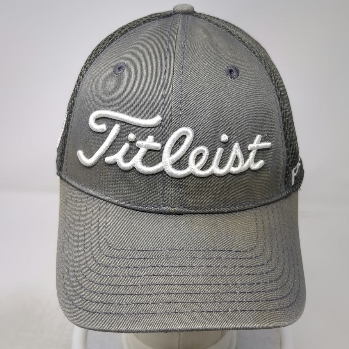 New Era Baseball Cap Gray M Titleist Golf Pro V1 FootJoy FJ Mesh Stretch Fit hat