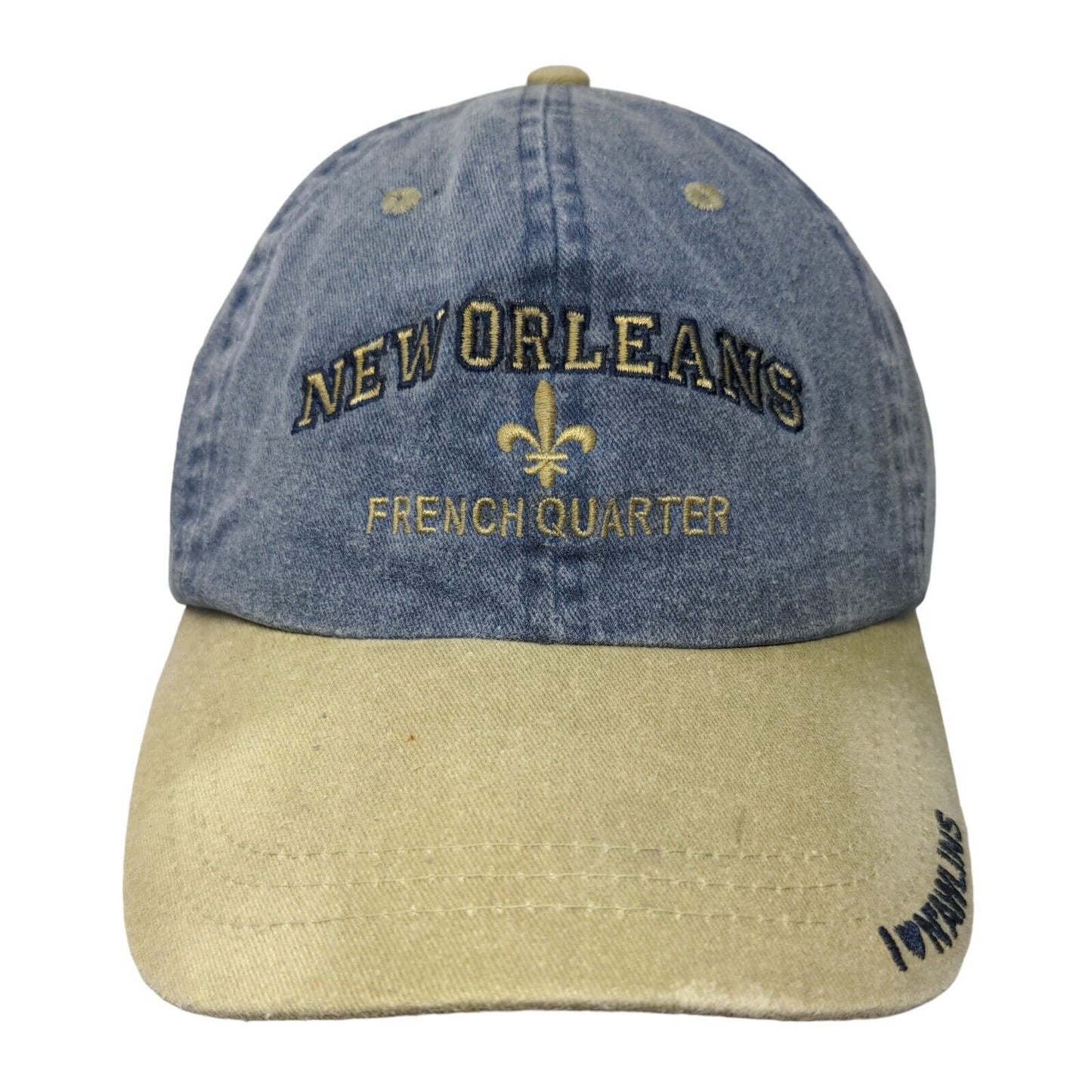 New Orleans French Quarter Strapback Hat Blue One Size Adjustable Denim 6 Panel