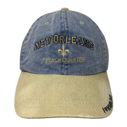 New Orleans French Quarter Strapback Hat Blue One Size Adjustable Denim 6 Panel