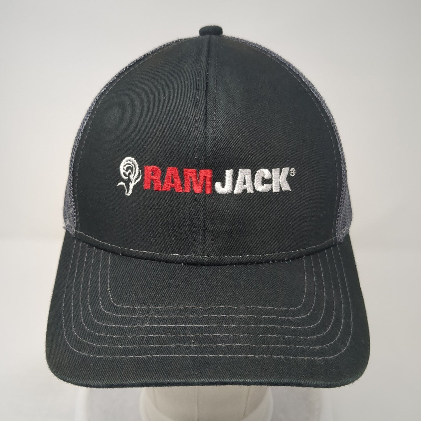 Ram Jack Snapback Mesh Back Trucker Hat Black One Size Outdoor Cap