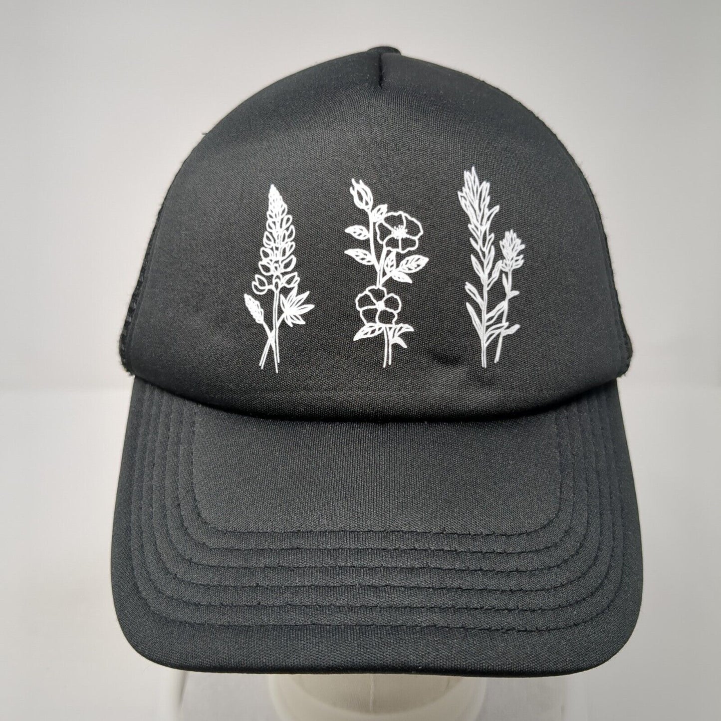 Wildflower Snapback Trucker Hat Black One Size Adjustable 6 Panel Mesh Back