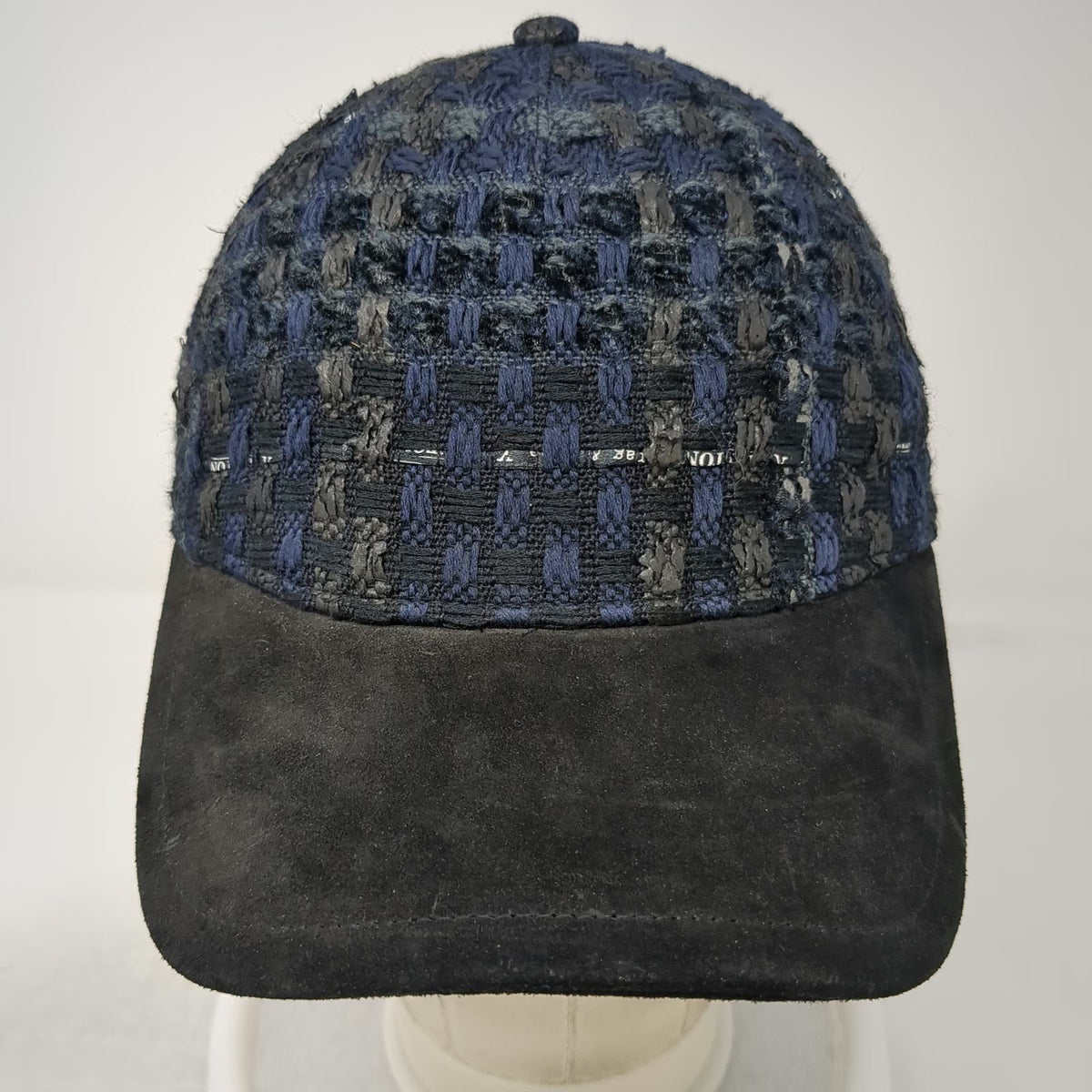 rag & bone Baseball Cap Blue Black One Size Linton Tweed Suede Brim Leather Hat
