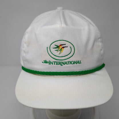 International Slideback Rope Hat White One Size Solid Leather Strap