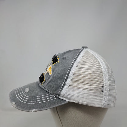 Keep On Truckin Snapback Trucker Hat Gray OSFM Mesh Back Distressed Wild Wear