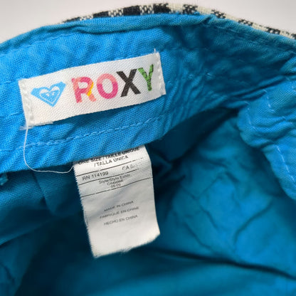 Roxy Army Cap Black White One Size Distressed Gingham Check Studs Plaid Hat
