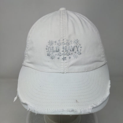 Old Navy Glitter Strapback Hat White S/M Adjustable Solid 6 Panel