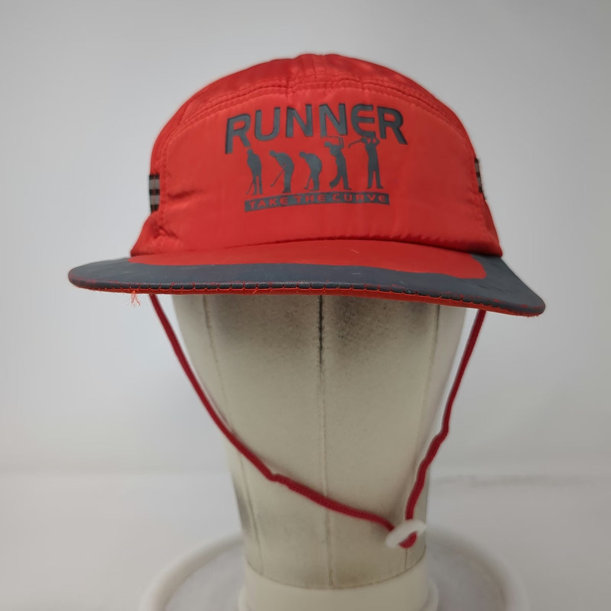 Red Baseball Cap One Size Golf Swing Runner Take The Curve Nylon Strapback Hat