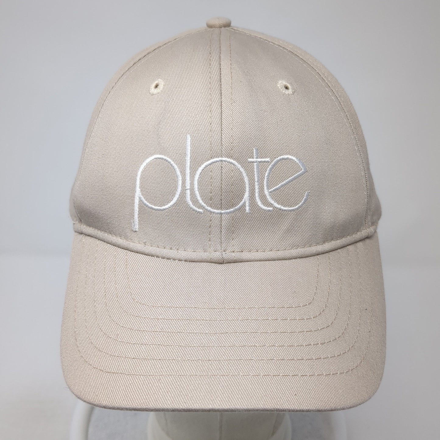 Plate Snapback Hat Beige One Size Adjustable Embroidered Vent Holes