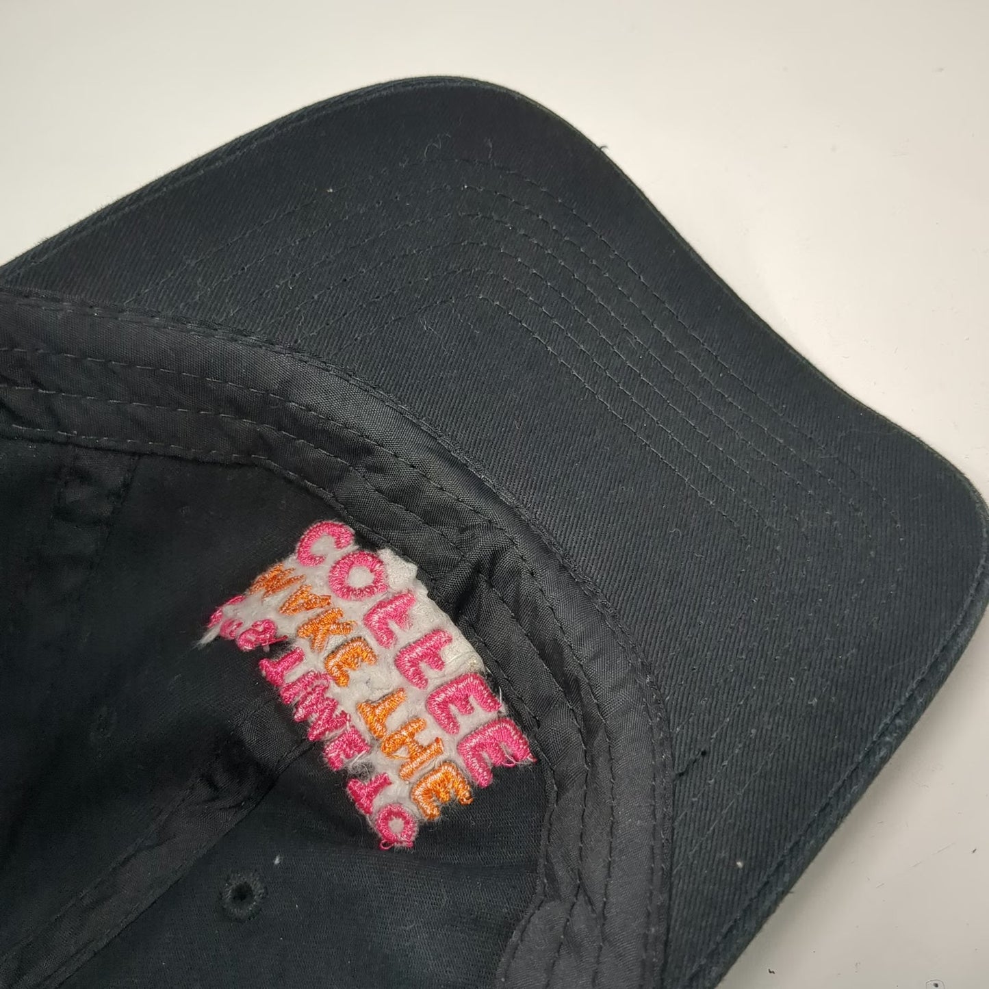 Dunkin Donuts Coffee Baseball Cap Black One Size DD Perks Strapback Hat