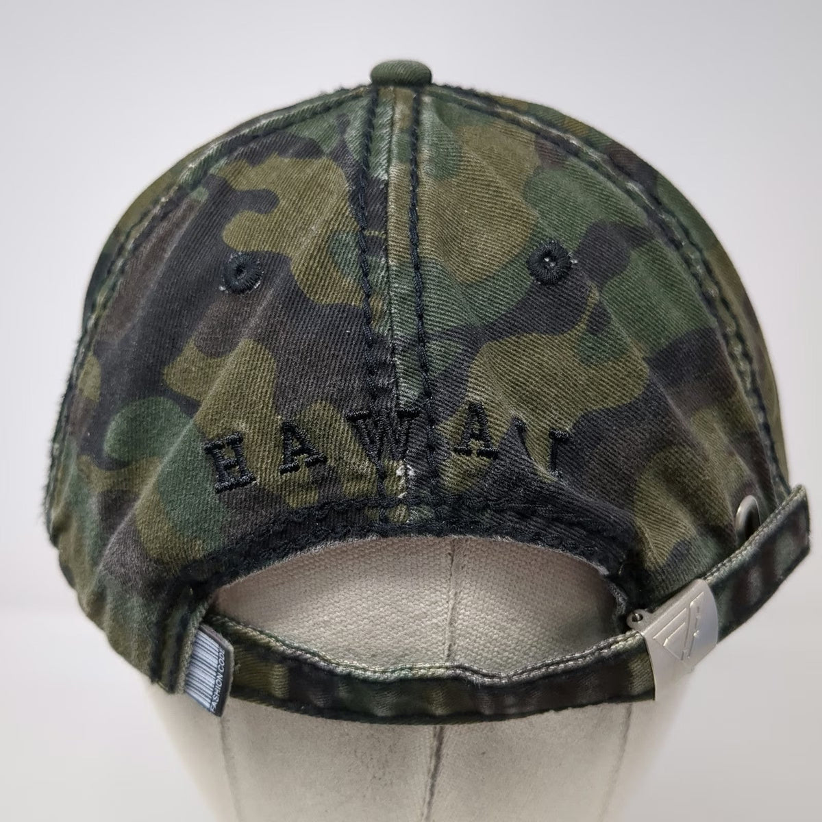 Fashion Code Hawaii Baseball Cap Green Camo HI Distressed Hat One Size Slide
