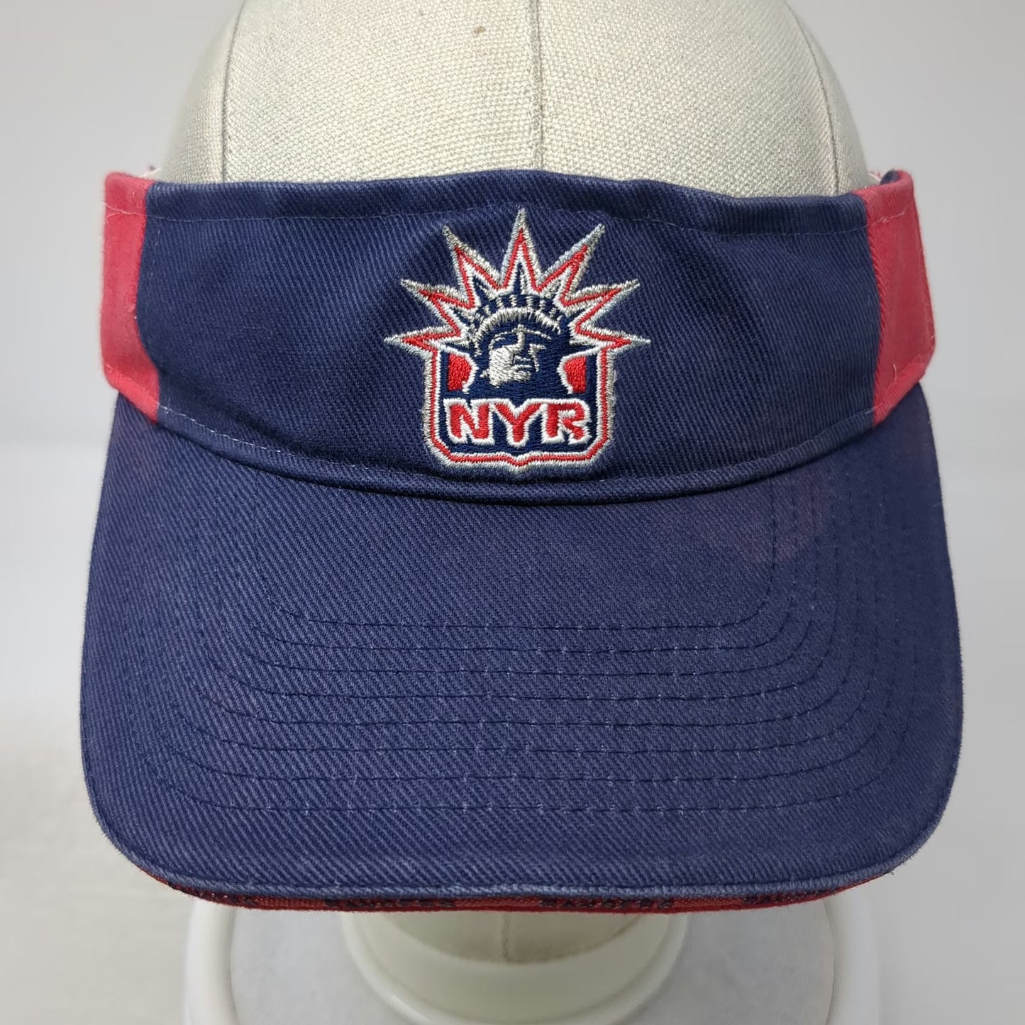 New York Rangers NHL Drew Pearson Visor Hat Blue Red White One Size Lady Liberty