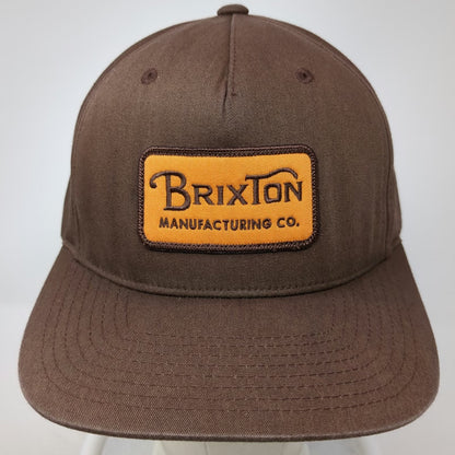 Brixton 5 Panel Brown Hat One Size Manufacturing Co Patch Snapback Flat Bill