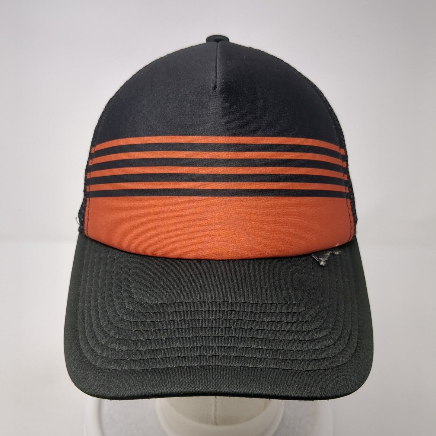 Striped Snapback Trucker Hat Black One Size Adjustable Mesh Back Polyester