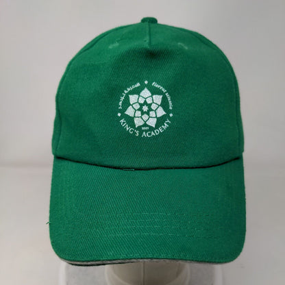 King's Academy Strapback Hat Green 58cm Adjustable Solid Vent Holes
