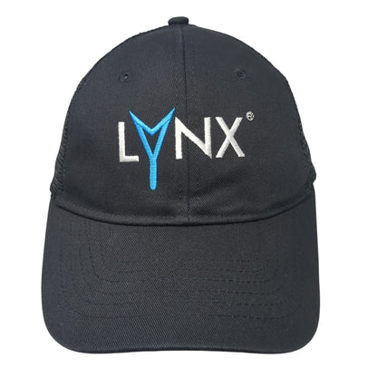LYNX Slideback Trucker Hat Black One Size Adjustable Embroidered Mesh Back