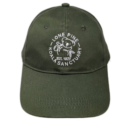 Green One Size Baseball Cap Lone Pine Koala Sanctuary Hat Adjustable Cotton Logo