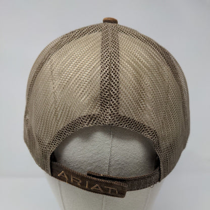 Ariat Snapback Trucker Hat Brown OSFM Adjustable Embroidered Mesh Back 6 Panel