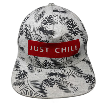 5 Panel Gray Hat One Size Just Chill Tropical Palm Leaves Black Flat Brim