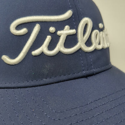 Titleist Baseball Cap Blue L New Era Mesh Back Pro V1 FJ Logo Stretch Fit Hat