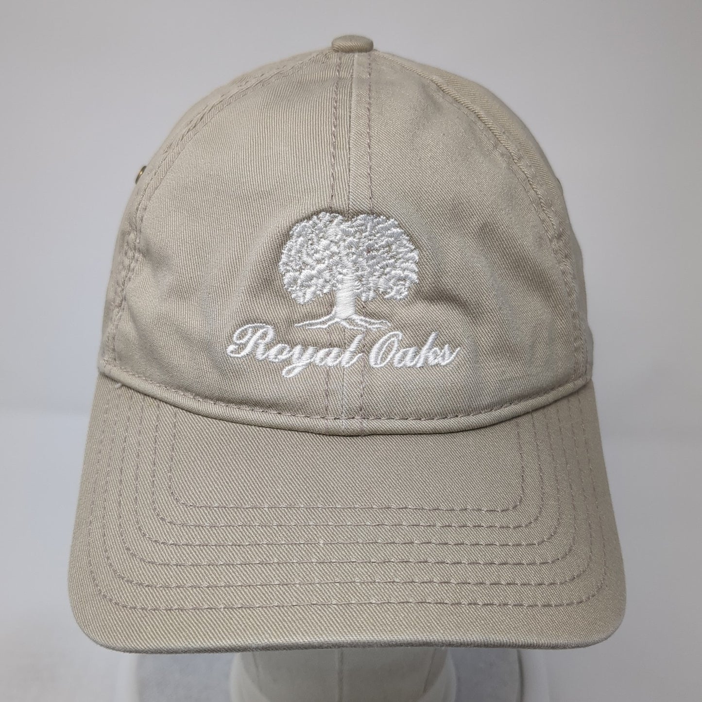 Royal Oaks Slideback Baseball Cap Brown One Size Adjustable Embroidered Ivory